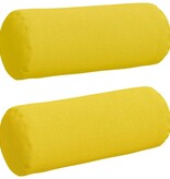 VidaXL Bolster Kussens 2 pcs Lichtgeel Ø 15 x 40 cm Stof