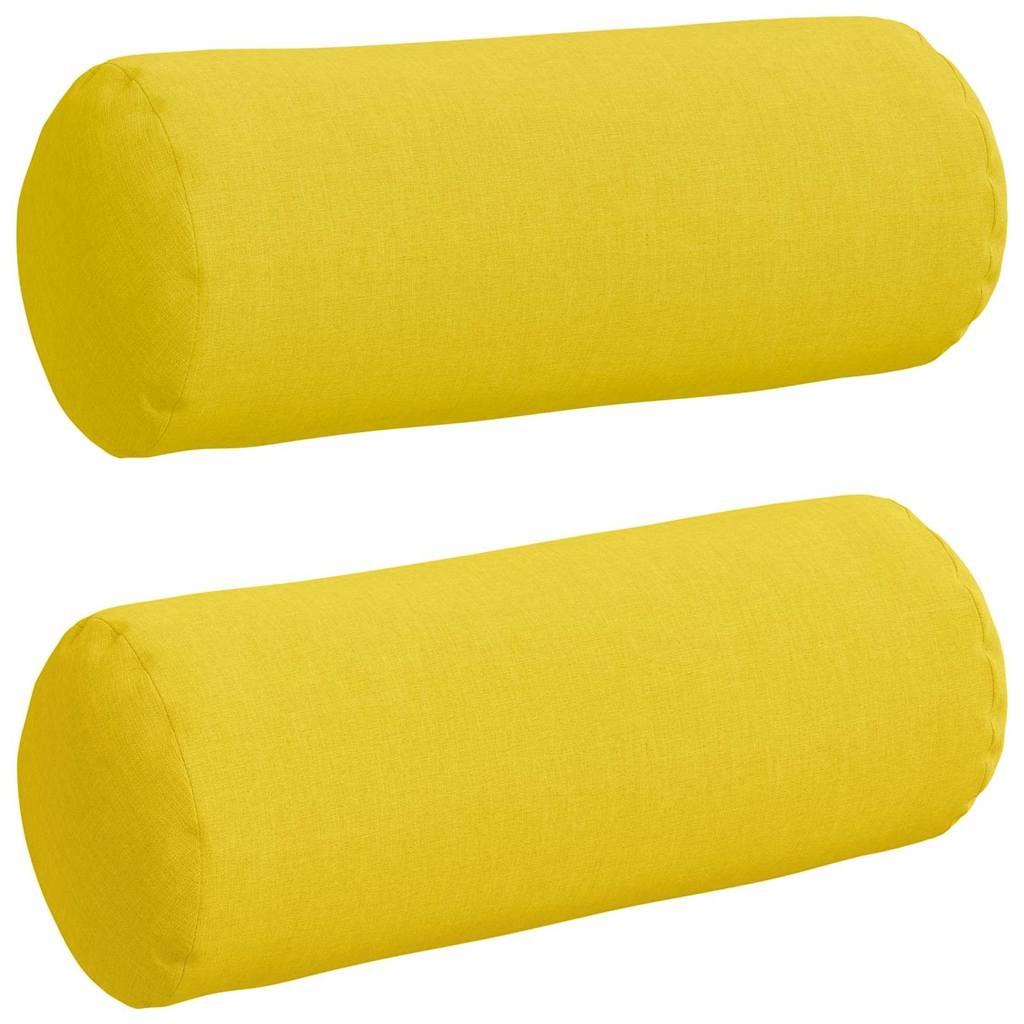 VidaXL Bolster Kussens 2 pcs Lichtgeel Ø 15 x 40 cm Stof