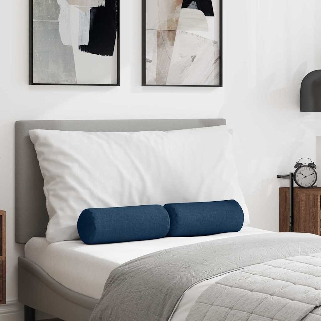 VidaXL Bolster Kussens 2 pcs Blauw Ø 15 x 40 cm Stof