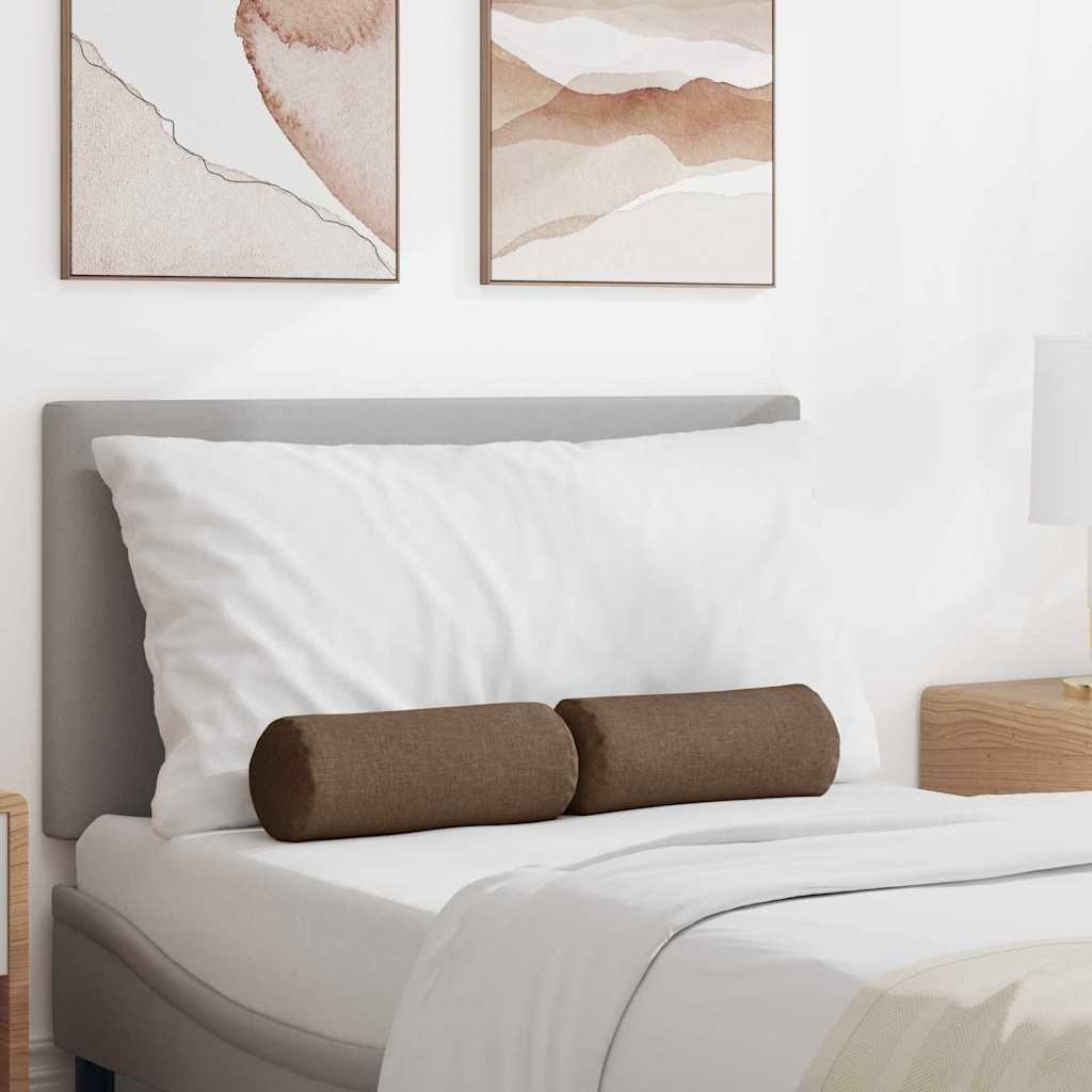 VidaXL Bolster Kussens 2 pcs Bruin Ø 15 x 40 cm Stof