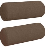 VidaXL Bolster Kussens 2 pcs Bruin Ø 15 x 40 cm Stof