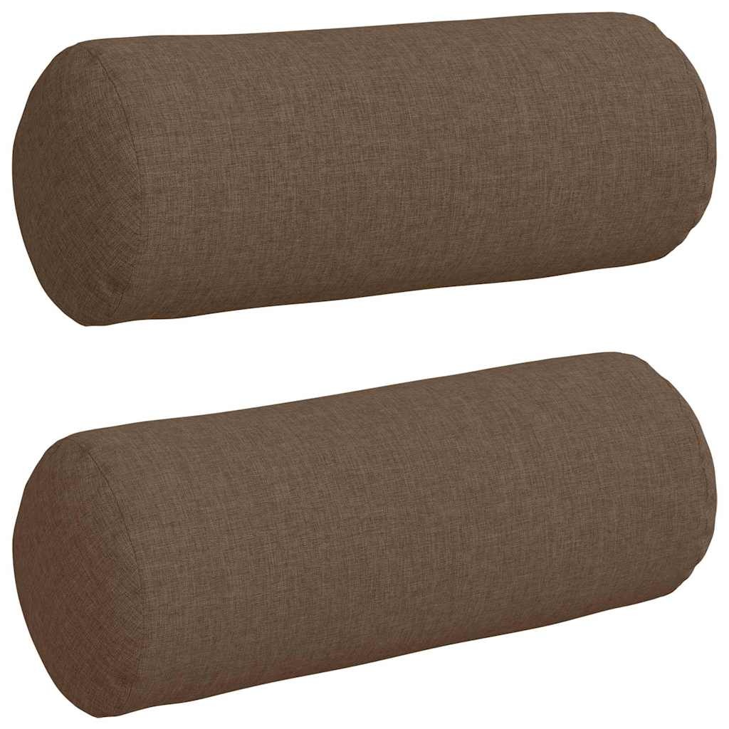 VidaXL Bolster Kussens 2 pcs Bruin Ø 15 x 40 cm Stof