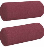 VidaXL Bolster Kussens 2 pcs Wijnrood Ø 15 x 40 cm Stof