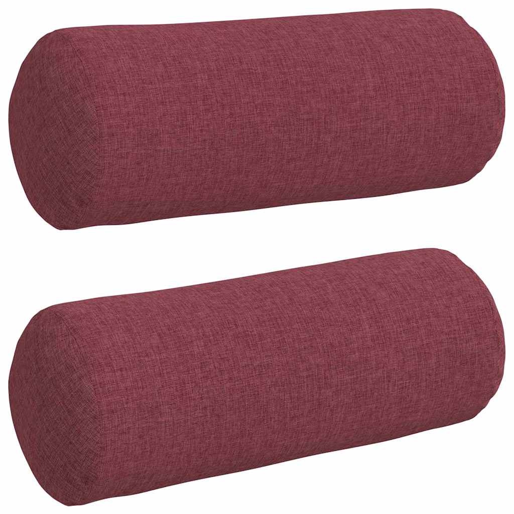 VidaXL Bolster Kussens 2 pcs Wijnrood Ø 15 x 40 cm Stof