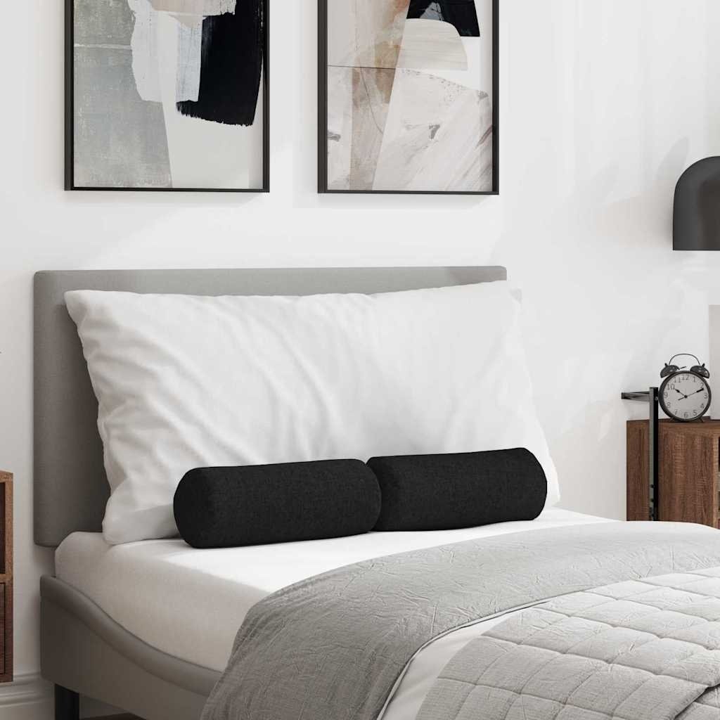 VidaXL Bolster Kussens 2 pcs Zwart Ø 15 x 40 cm Stof