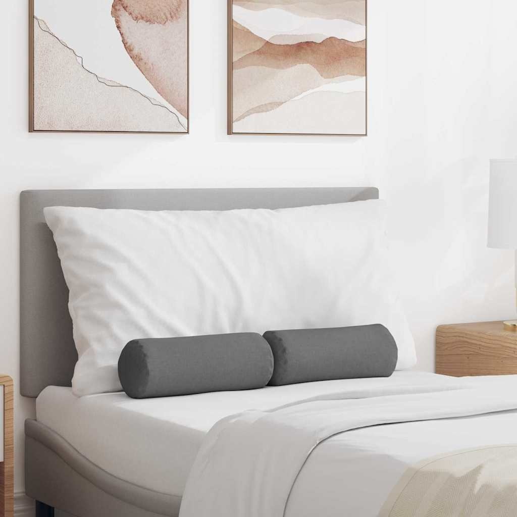 VidaXL Bolster Kussens 2 pcs Donkergrijs Ø 15 x 40 cm Stof