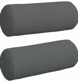 VidaXL Bolster Kussens 2 pcs Donkergrijs Ø 15 x 40 cm Stof