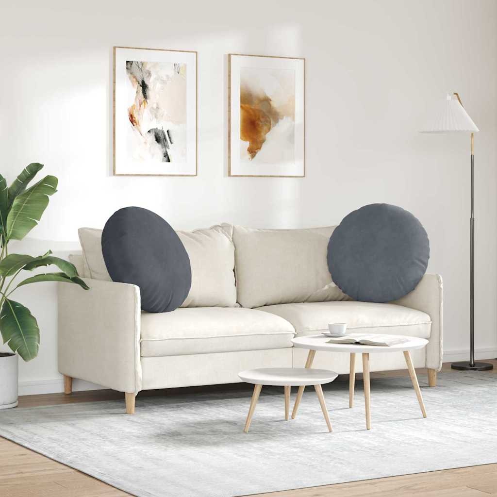 VidaXL Zitkussens 2 pcs Donkergrijs Ø 40 x 13 cm Fluweel