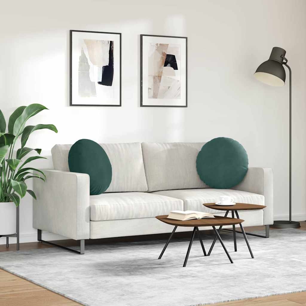 VidaXL Zitkussens 2 pcs Donkergroen Ø 40 x 13 cm Fluweel