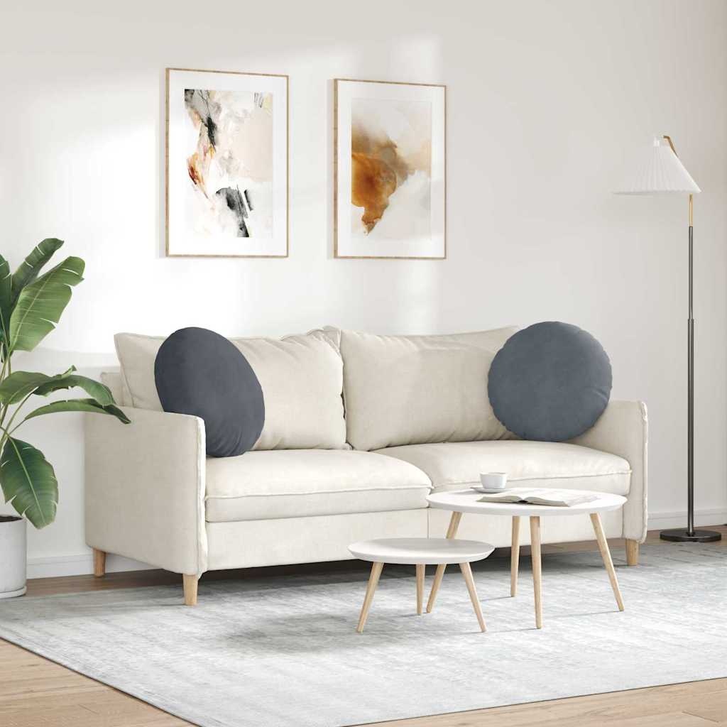 VidaXL Zitkussens 2 pcs Donkergrijs Ø 40 x 13 cm Fluweel