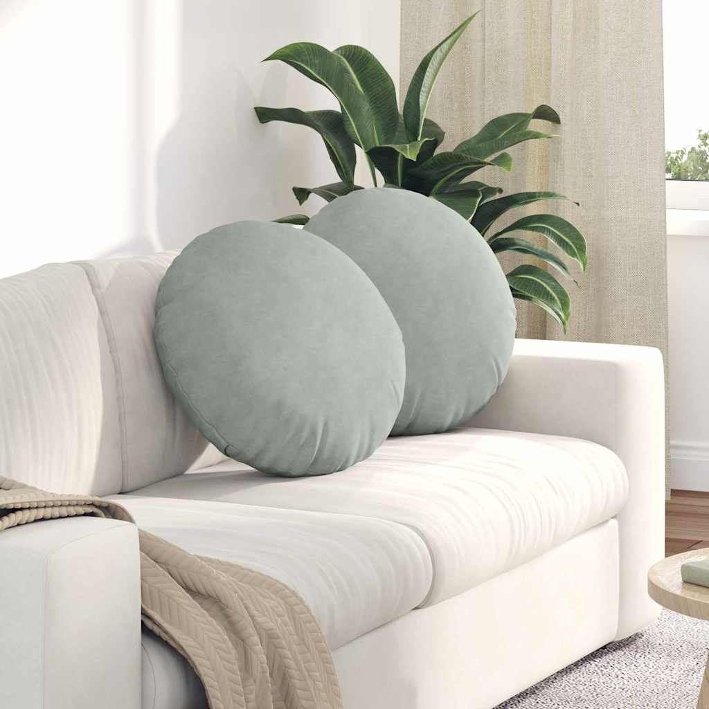 VidaXL Zitkussens 2 pcs Lichtgrijs Ø 40 x 13 cm Fluweel