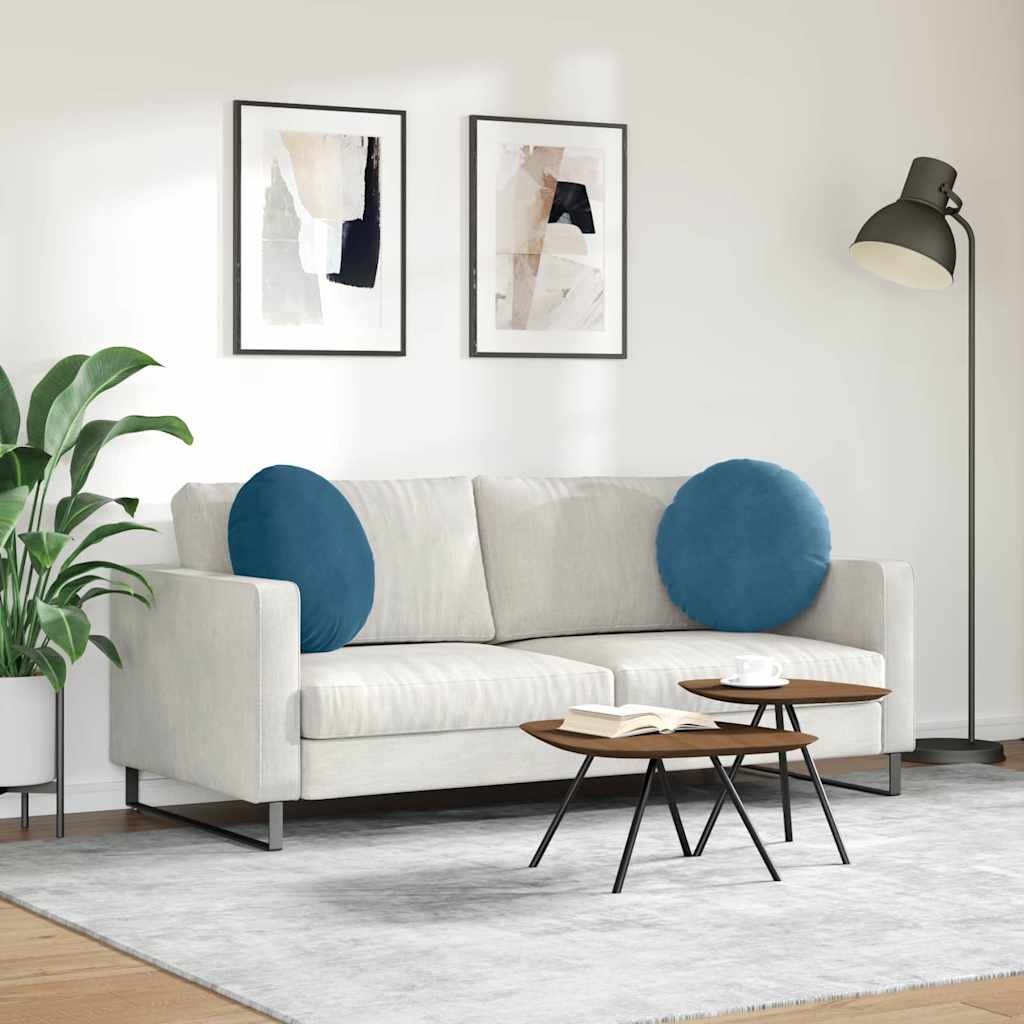 VidaXL Zitkussens 2 pcs Blauw Ø 40 x 13 cm Fluweel