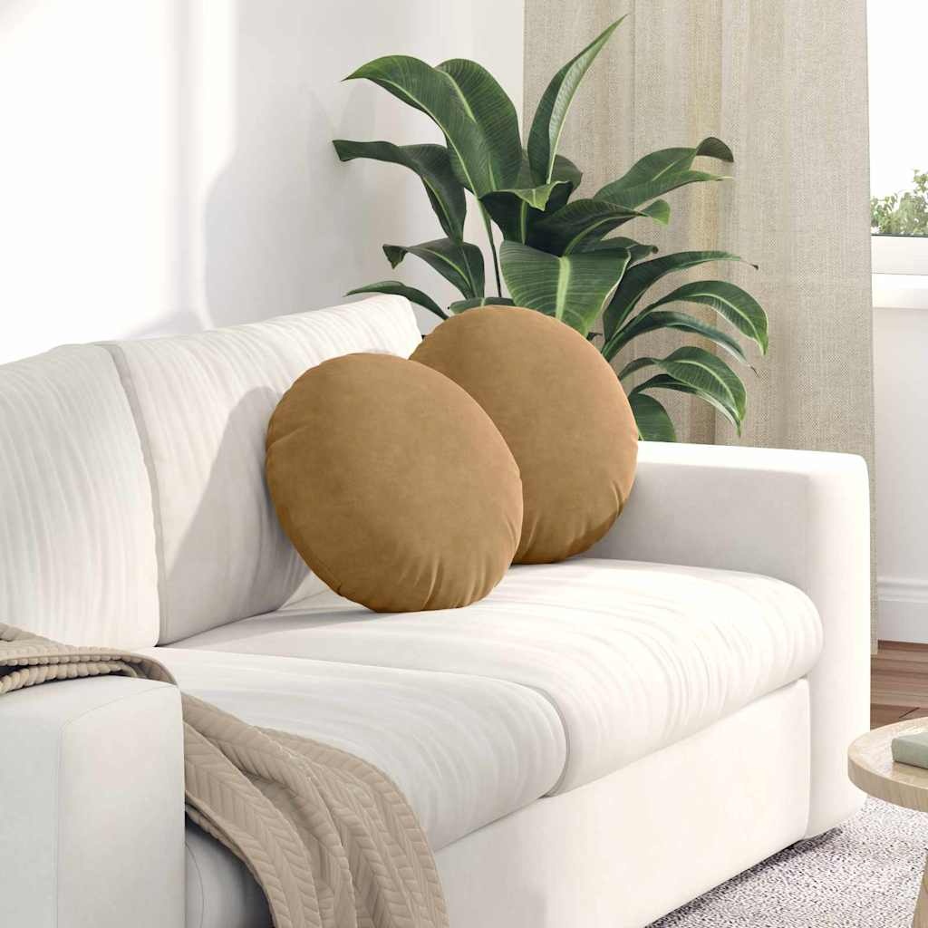 VidaXL Zitkussens 2 pcs Bruin Ø 40 x 13 cm Fluweel