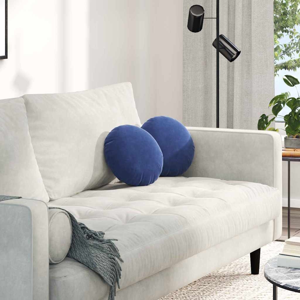 VidaXL Zitkussens 2 pcs Politieblauw Ø 40 x 13 cm Fluweel