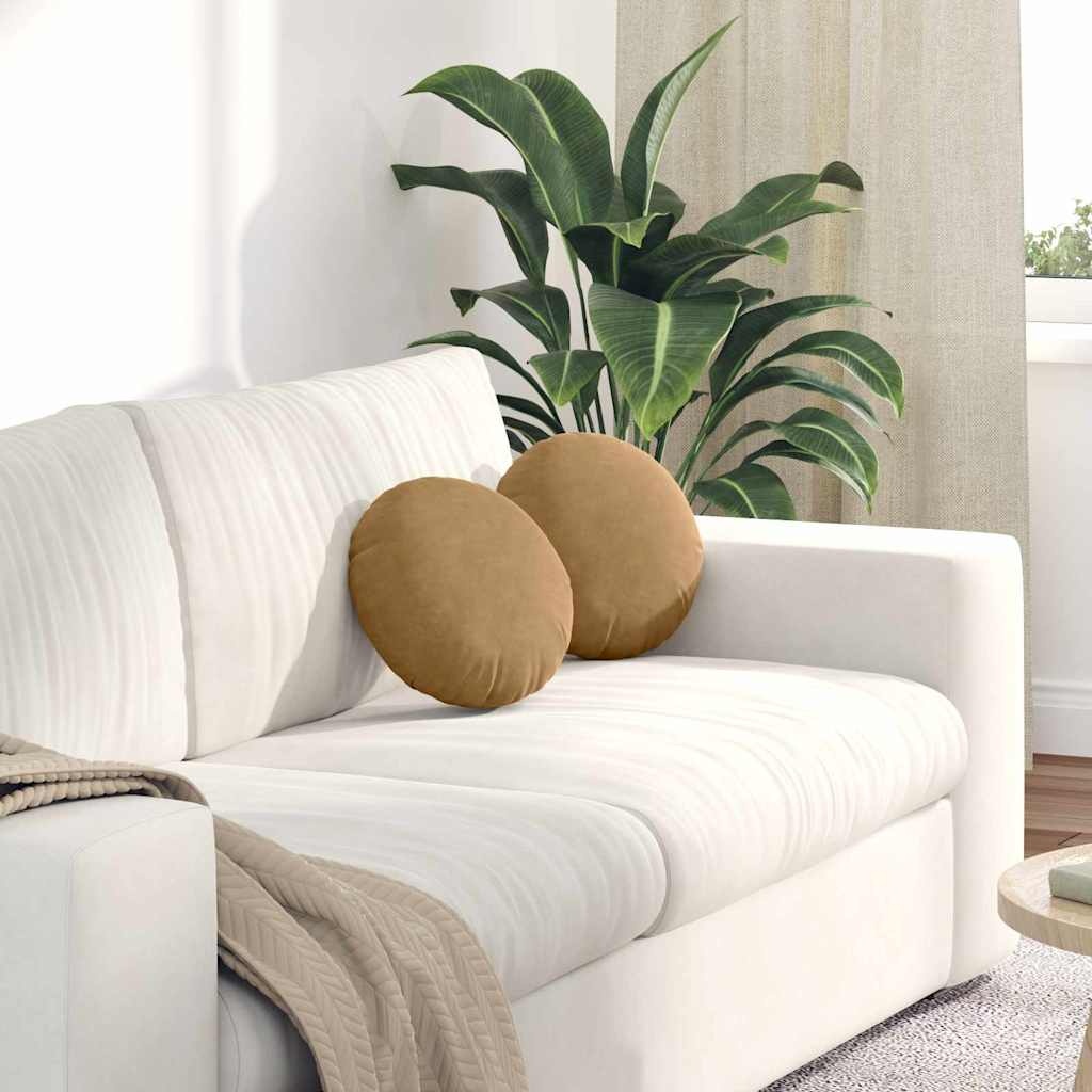 VidaXL Zitkussens 2 pcs Bruin Ø 40 x 13 cm Fluweel