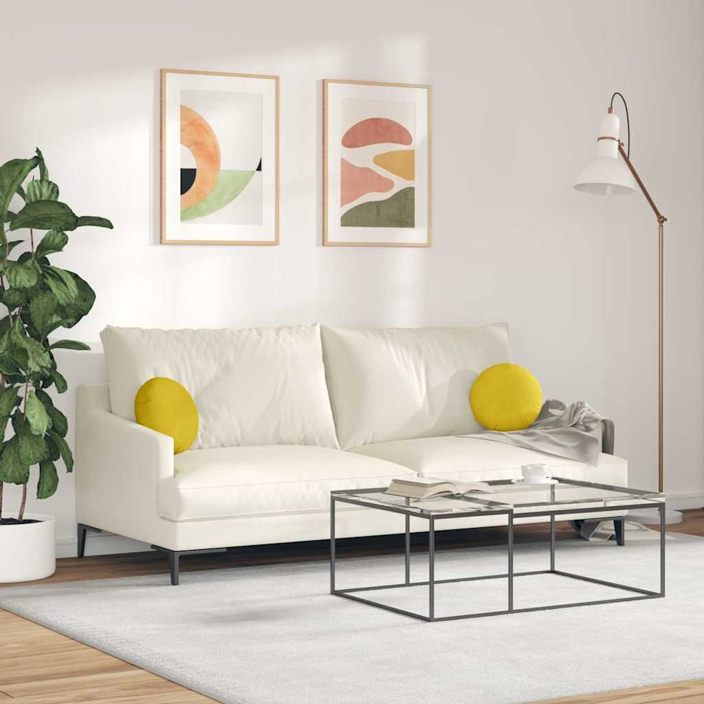 VidaXL Zitkussens 2 pcs Geel Ø 40 x 13 cm Fluweel