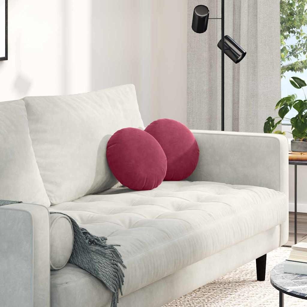 VidaXL Zitkussens 2 pcs Wijnrood Ø 40 x 13 cm Fluweel