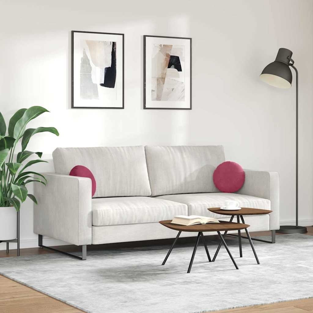 VidaXL Zitkussens 2 pcs Wijnrood Ø 40 x 13 cm Fluweel