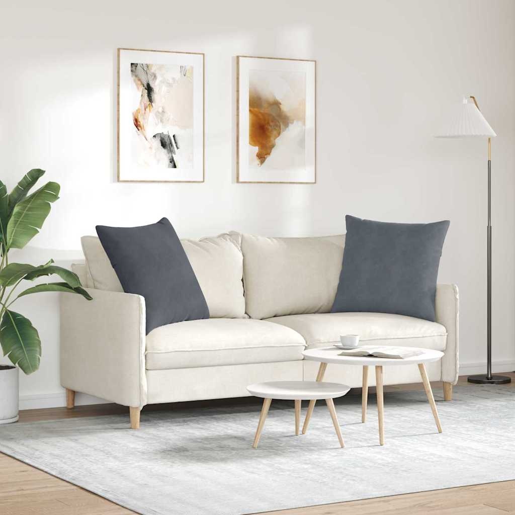 VidaXL Sofa Kussens 2 pcs Donkergrijs 60 x 60 cm Katoen Stof