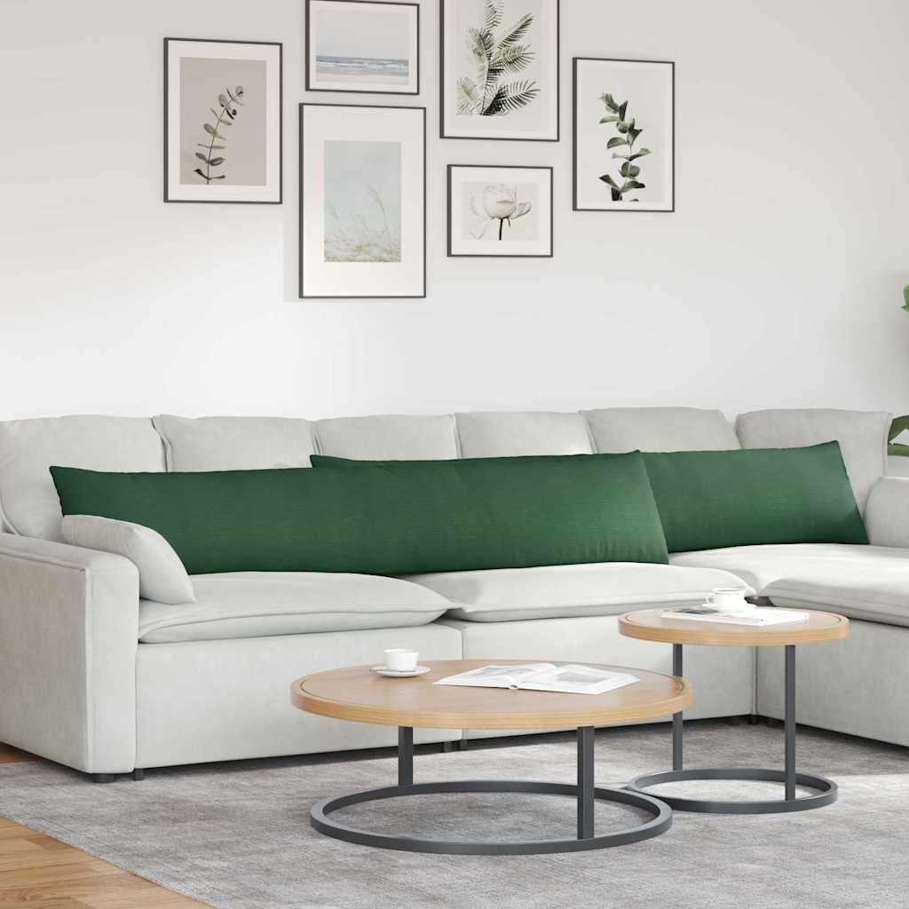 VidaXL Sofa Kussens 2 pcs Donkergroen 200 x 40 cm Katoen Stof