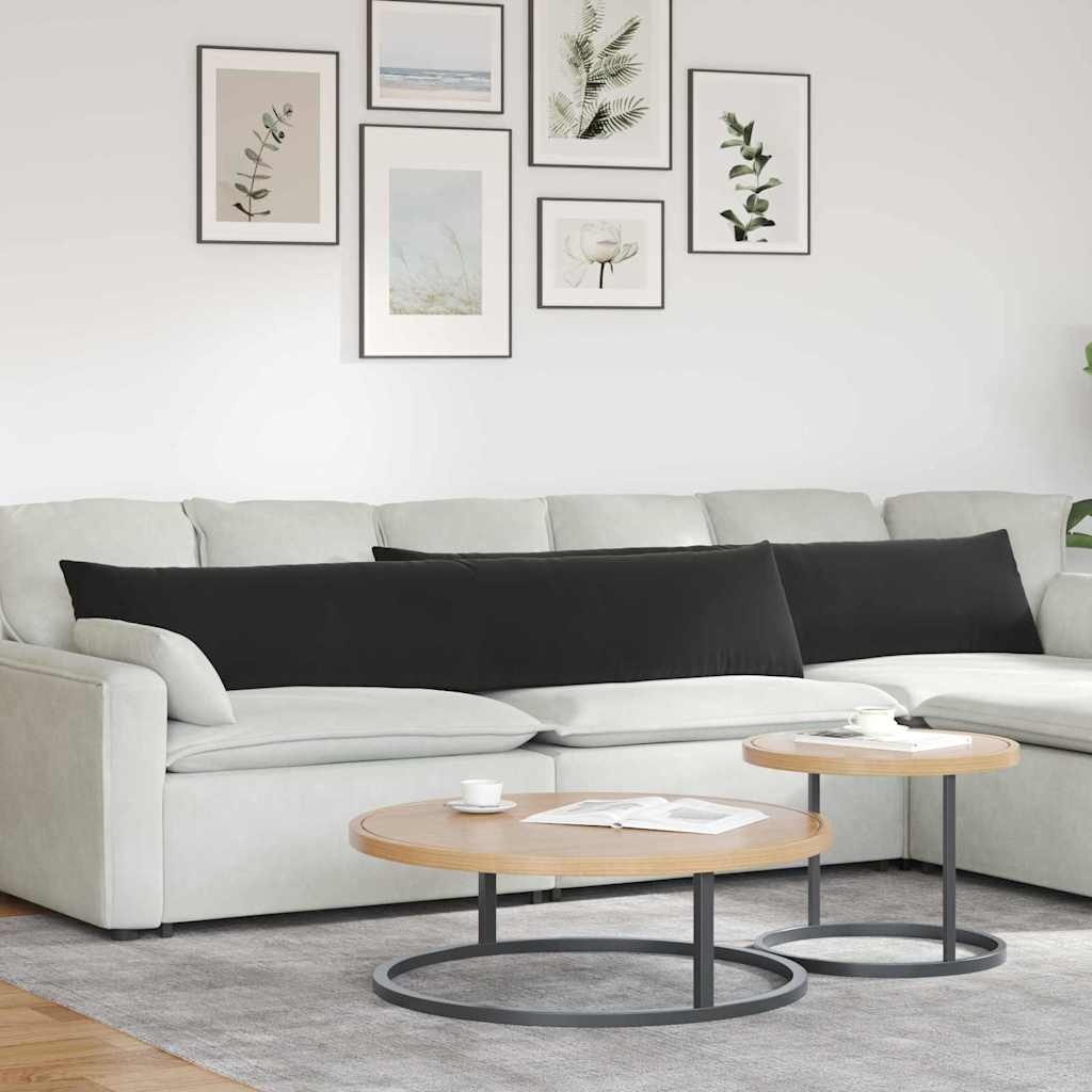 VidaXL Sofa Kussens 2 pcs Zwart 200 x 40 cm Katoen Stof
