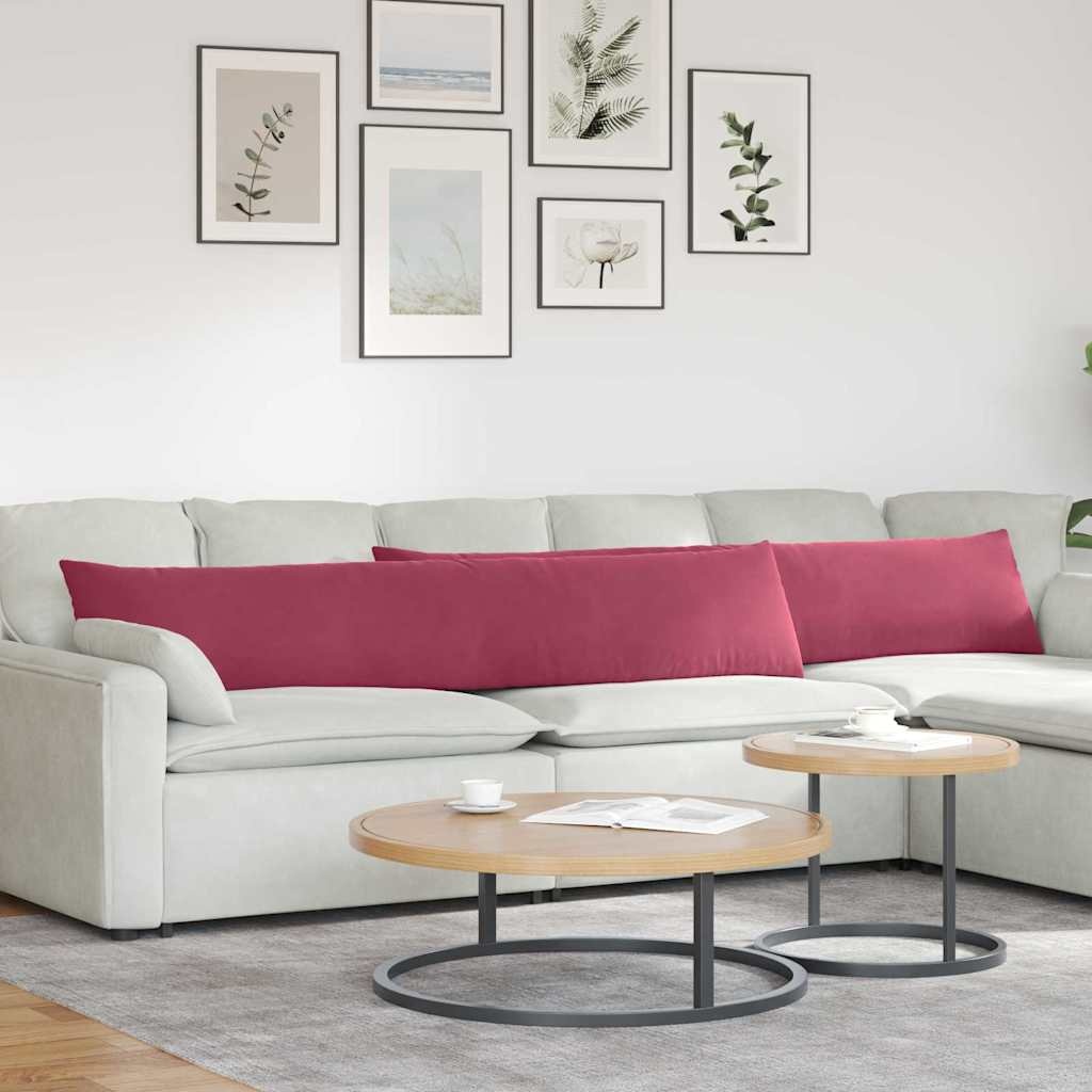 VidaXL Sofa Kussens 2 pcs Wijnrood 200 x 40 cm Katoen Stof