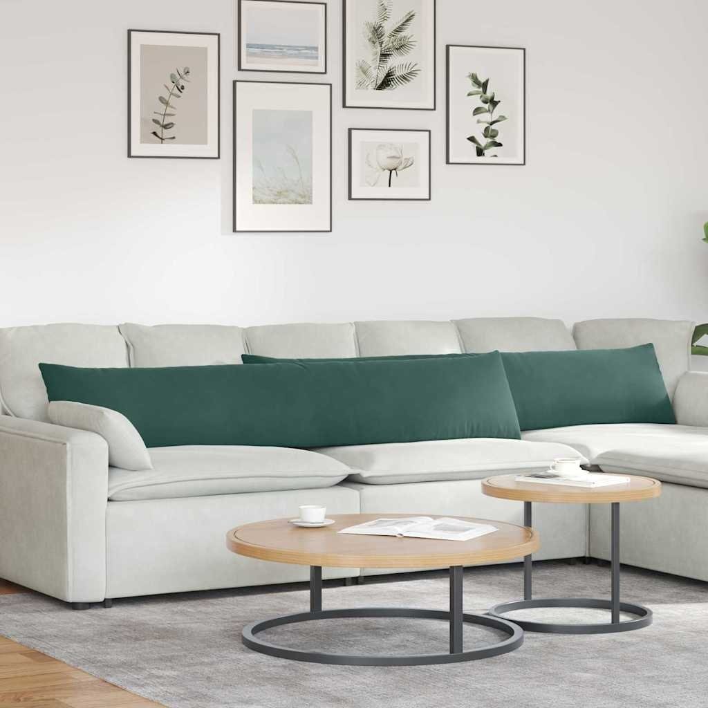 VidaXL Sofa Kussens 2 pcs Donkergroen 200 x 40 cm Katoen Stof
