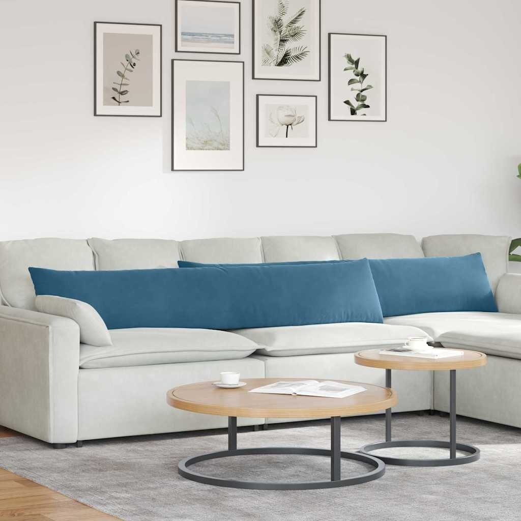 VidaXL Sofa Kussens 2 pcs Blauw 200 x 40 cm Katoen Stof