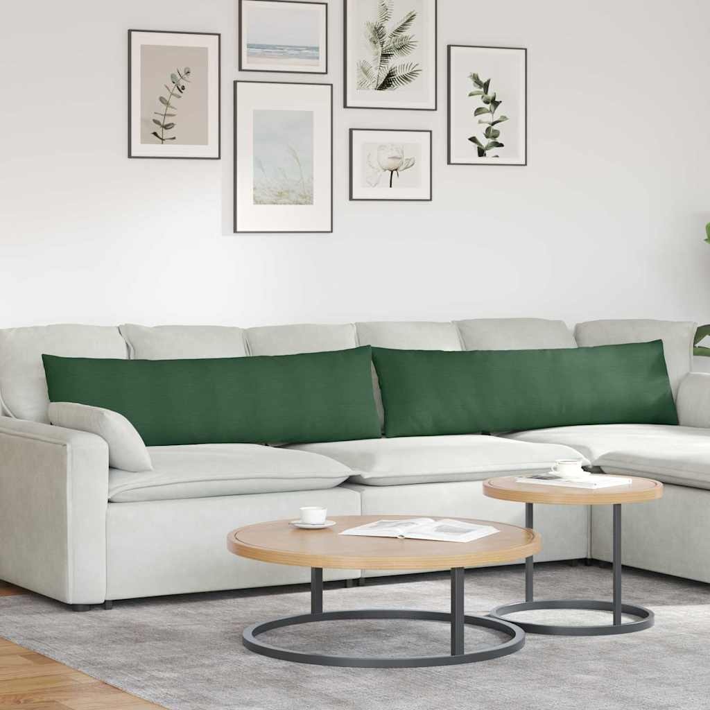 VidaXL Sofa Kussens 2 pcs Donkergroen 145 x 40 cm Katoen Stof