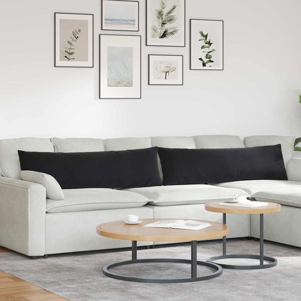 VidaXL Sofa Kussens 2 pcs Zwart 145 x 40 cm Katoen Stof