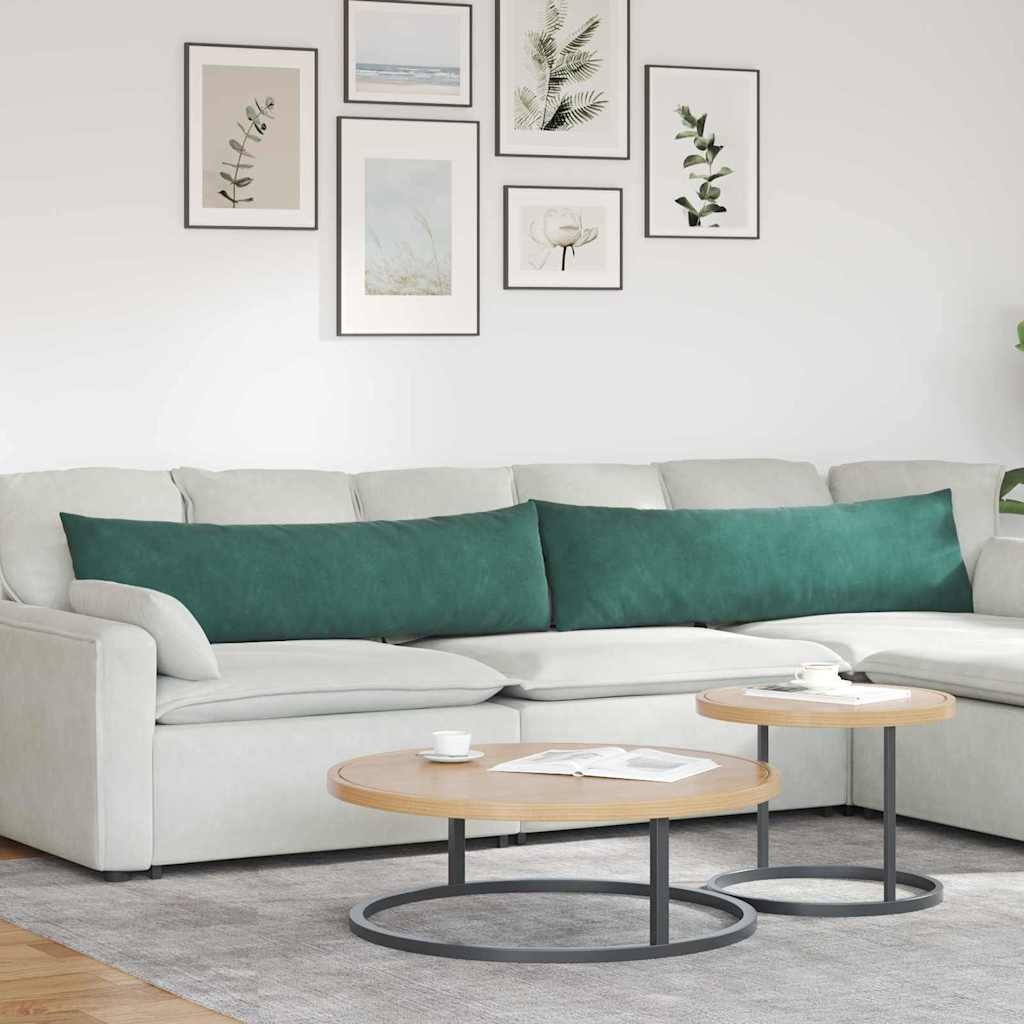 VidaXL Sofa Kussens 2 pcs Donkergroen 145 x 40 cm Katoen Stof