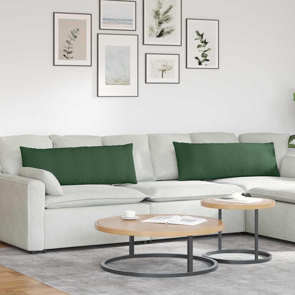 VidaXL Sofa Kussens 2 pcs Donkergroen 120 x 40 cm Katoen Stof