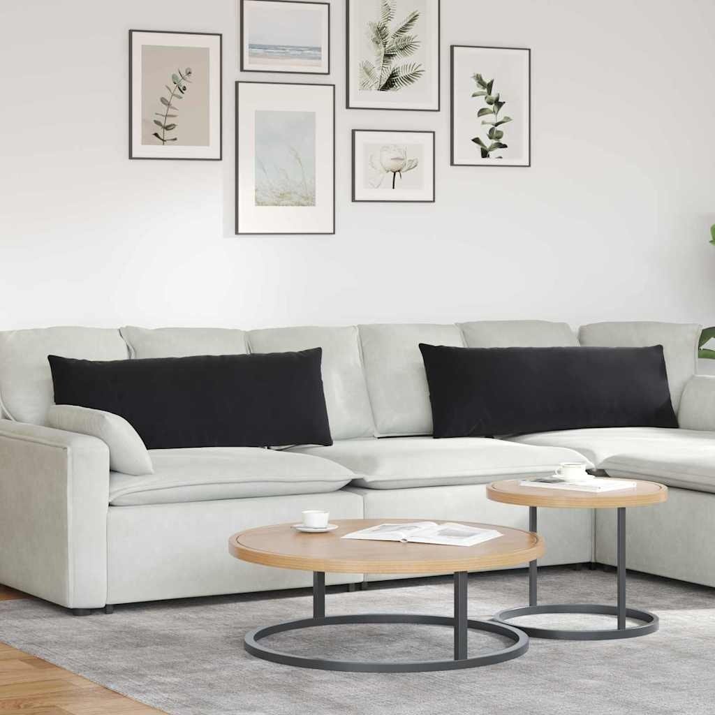 VidaXL Sofa Kussens 2 pcs Zwart 120 x 40 cm Katoen Stof