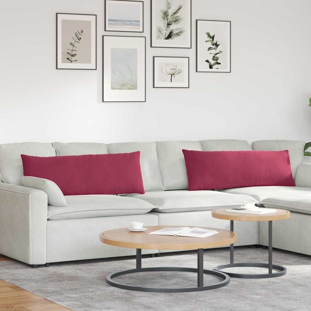 VidaXL Sofa Kussens 2 pcs Wijnrood 120 x 40 cm Katoen Stof