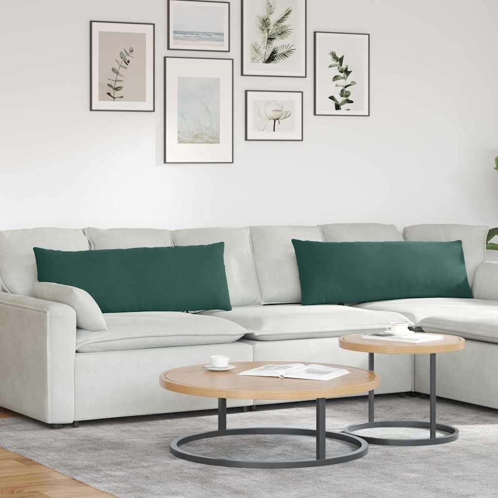 VidaXL Sofa Kussens 2 pcs Donkergroen 120 x 40 cm Katoen Stof