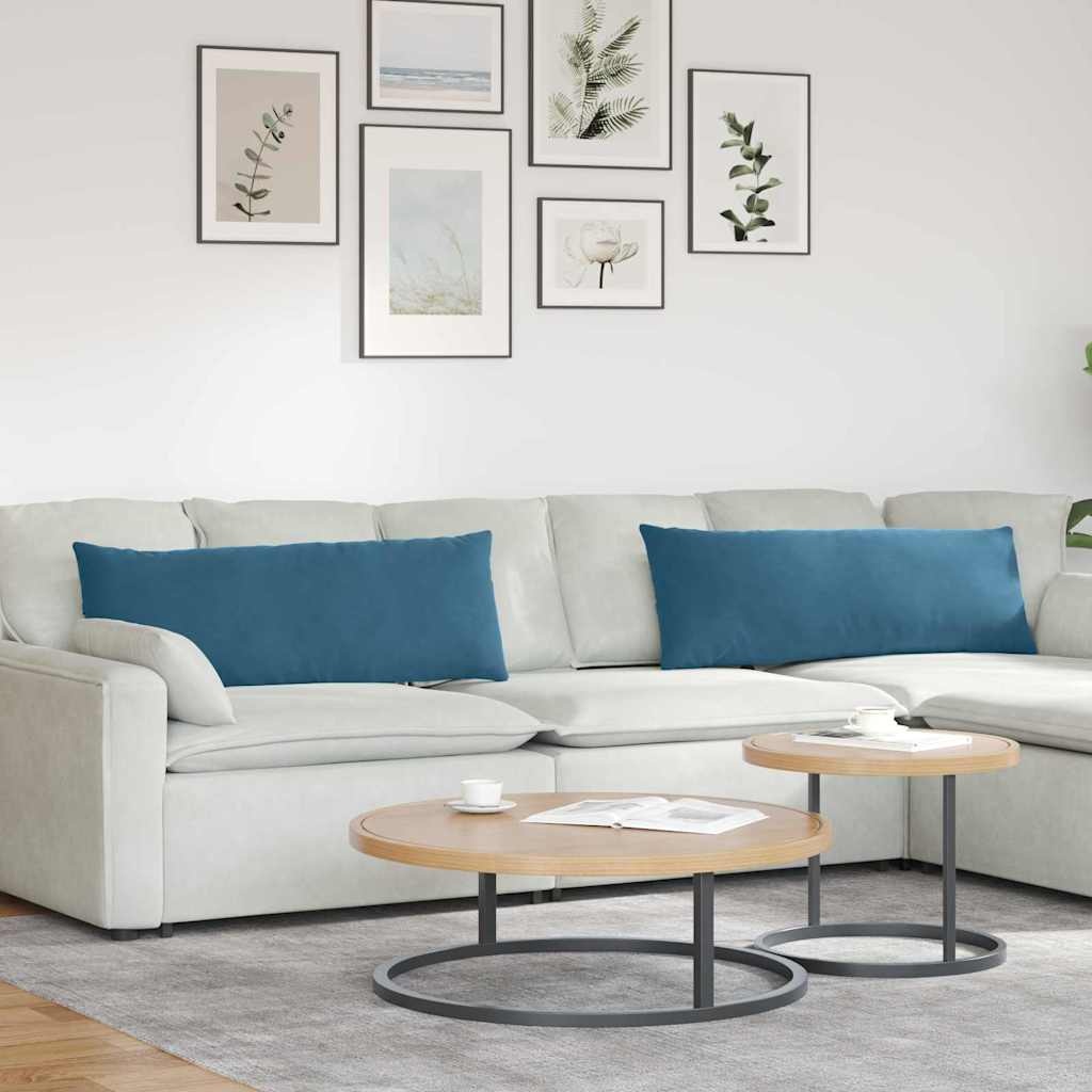 VidaXL Sofa Kussens 2 pcs Blauw 120 x 40 cm Katoen Stof