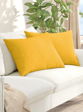 VidaXL Sofa Kussens 2 pcs Lichtgeel 70 x 50 cm Katoen Stof