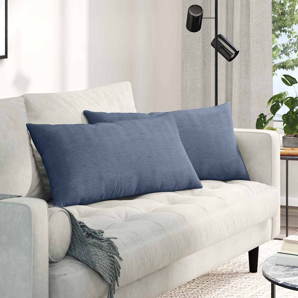 VidaXL Sofa Kussens 2 pcs Blauw 80 x 40 cm Katoen Stof