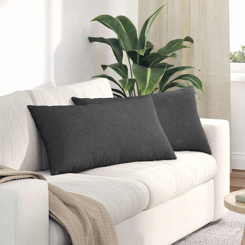 VidaXL Sofa Kussens 2 pcs Donkergrijs 80 x 40 cm Katoen Stof