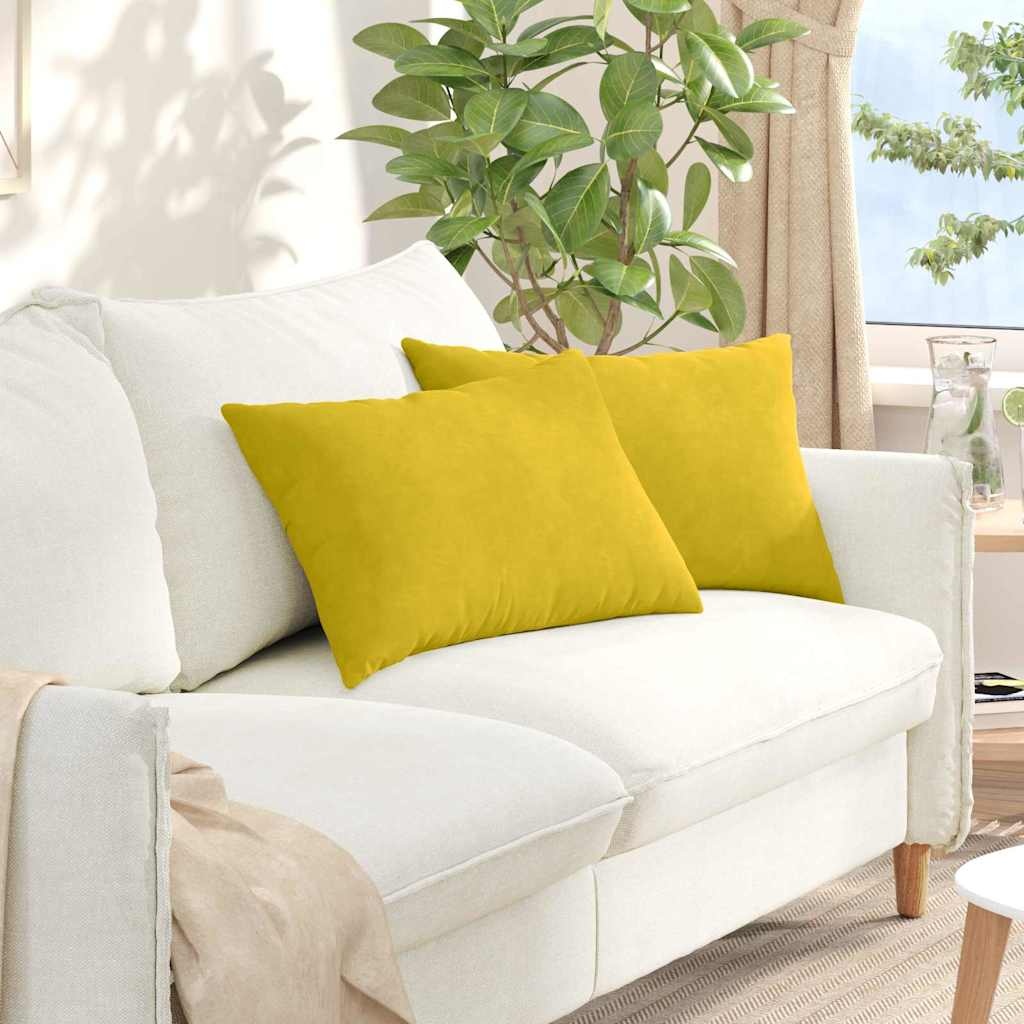 VidaXL Sofa Kussens 2 pcs Geel 60 x 40 cm Katoen Stof