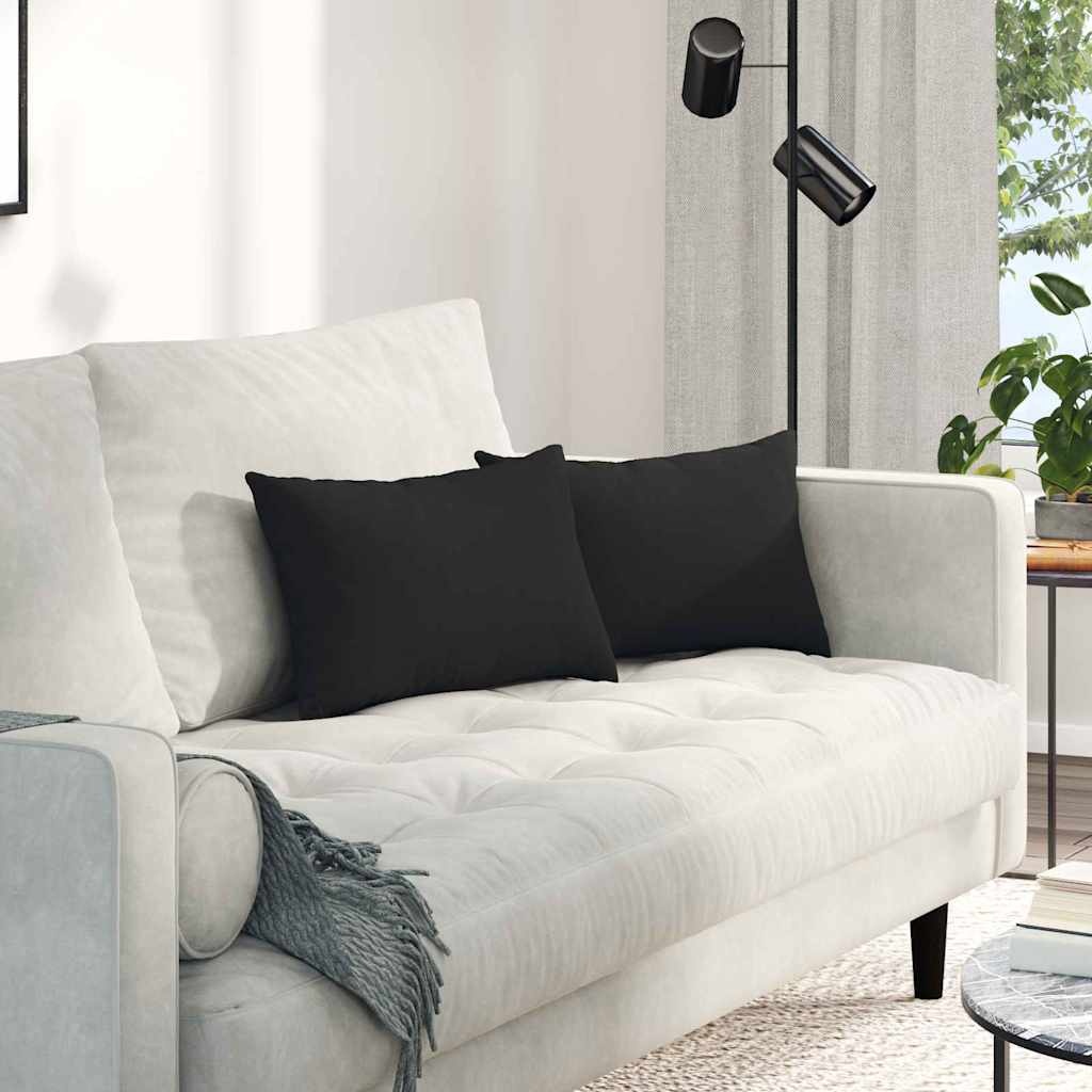 VidaXL Sofa Kussens 2 pcs Zwart 50 x 30 cm Stof