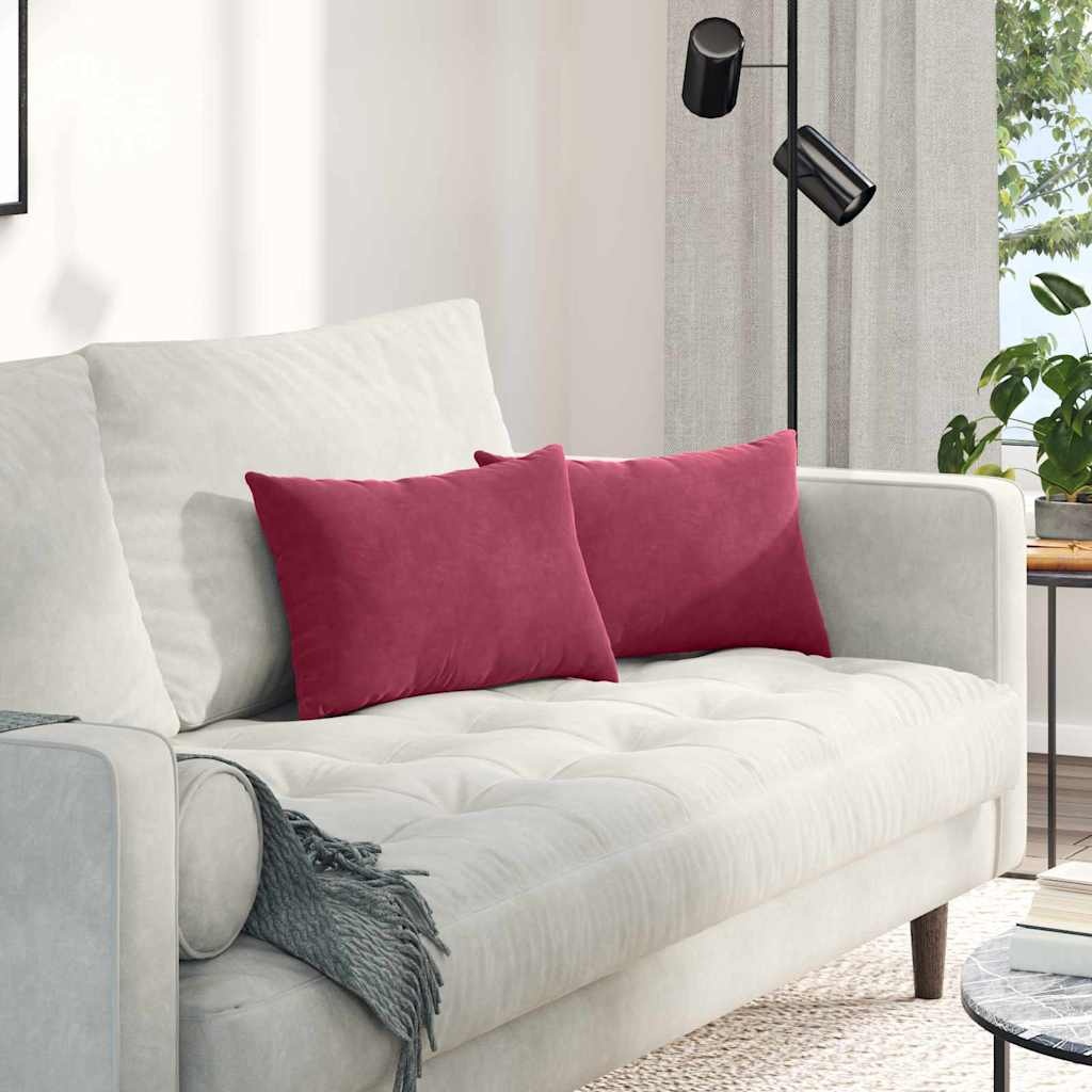 VidaXL Sofa Kussens 2 pcs Wijnrood 50 x 30 cm Katoen Stof