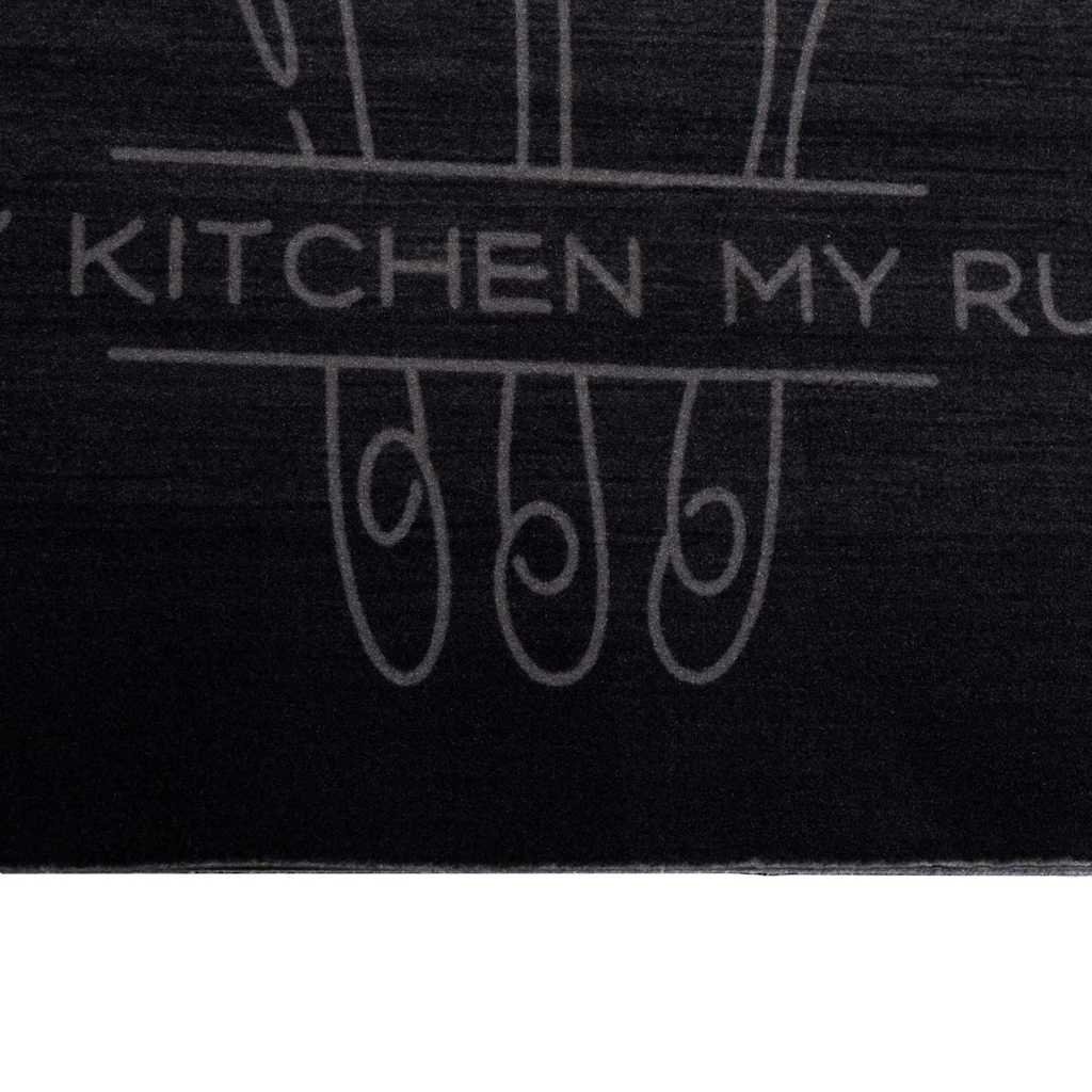 VidaXL Keuken Vloerkleed Zwart 180 x 60 cm Fluweel