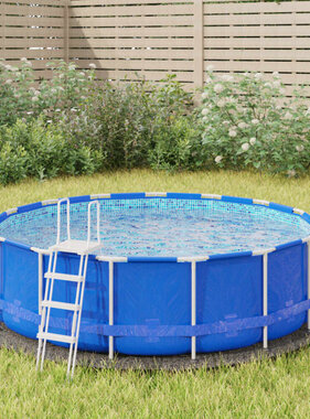 VidaXL Zwembadgrondzeil Ø244 cm polyester geotextiel lichtgrijs