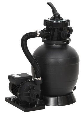 VidaXL Zwembadzandfilter met 6-voudig ventiel zwart