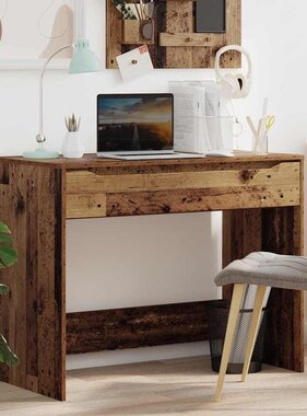 VidaXL Bureau met lade Oud Hout 100 x 50 x 78 cm Bewerkt hout