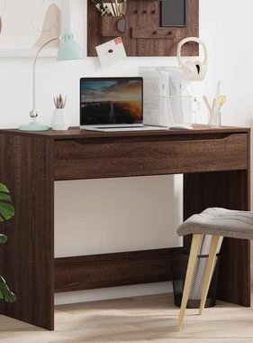 VidaXL Bureau met lade Bruin Eiken 100 x 50 x 78 cm Bewerkt hout