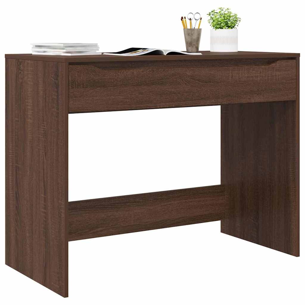 VidaXL Bureau met lade Bruin Eiken 100 x 50 x 78 cm Bewerkt hout