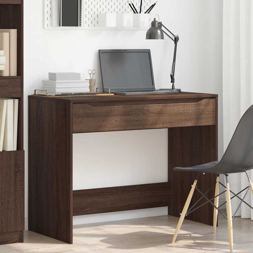 VidaXL Bureau met lade Bruin Eiken 100 x 50 x 78 cm Bewerkt hout