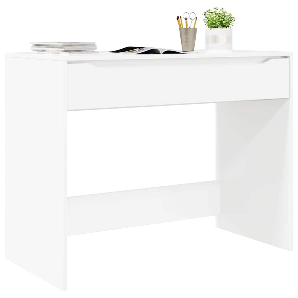 VidaXL Bureau met lade Hoogglans wit 100 x 50 x 78 cm Bewerkt hout